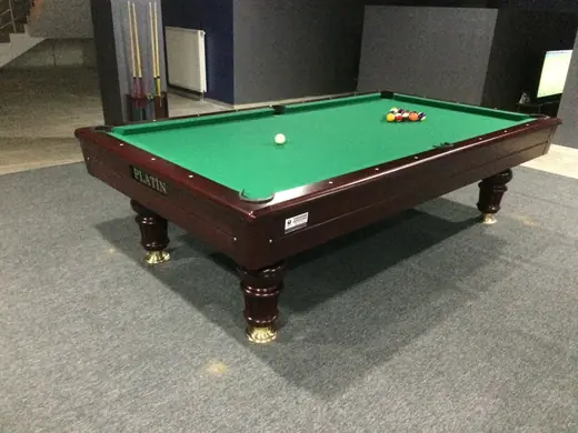 2.El Revizyon Edilmiş Bilardo Masası – Platin, Yeşil Çuha, Bordo Gövde