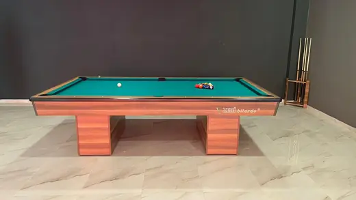 Sandık Model Amerikan Bilardo Masası – Yeşil Çuha, Tik Desenli Gövde